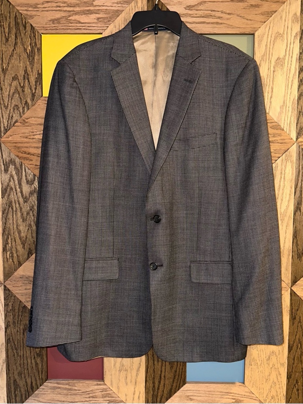 Hart Schaffner Marx Blazer Men’s Grey Houndstooth Made in USA Sports Coat 44L - Picture 2 of 11